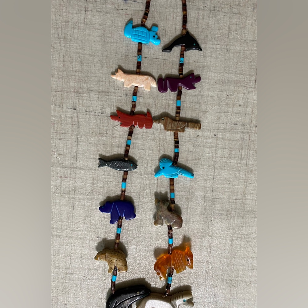 Native American Animal Multi Gemstone Necklace, B… - image 2